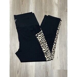 ZYIA Active Womens Size 8-10 Black Legging Cheetah Print Light N Tight High Rise